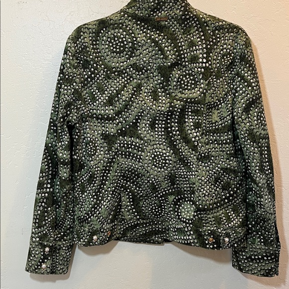 St. John Sport by Marie Gray Green Studded Jean Jacket - Picture 2 of 16